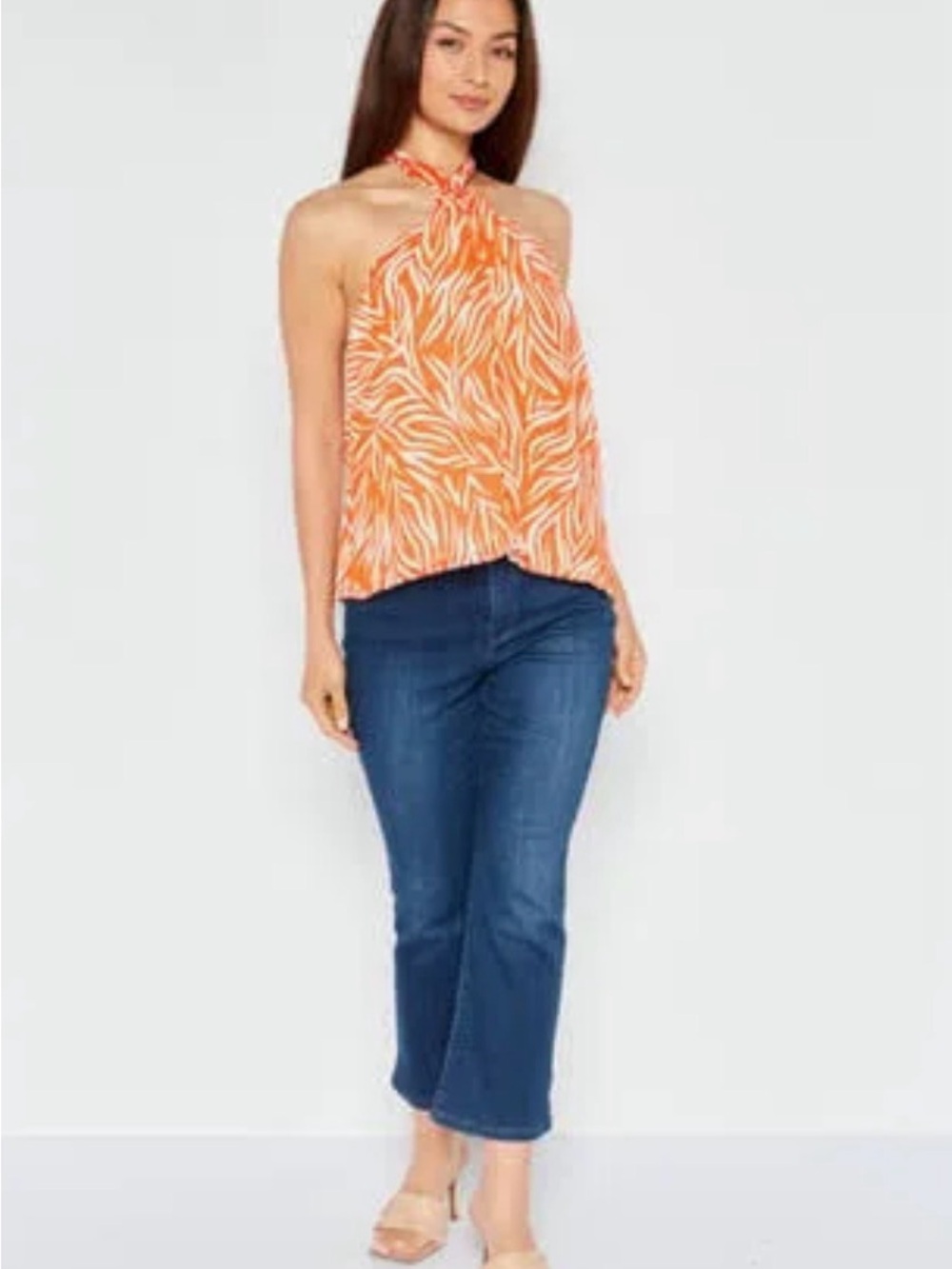 NWT Vince Camuto Sunset Orange Zebra Stripe Halter Top size Med - Picture 8 of 8